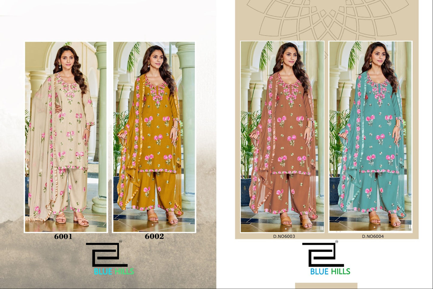 Jannat Vol 3 Blue Hills Rayon 14Kg Readymade Plazzo Style Suits Exporter Gujarat