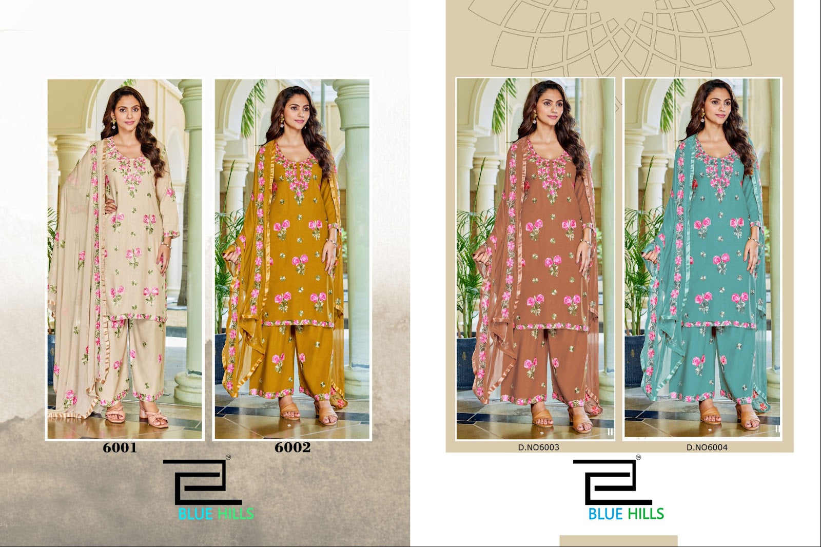 Jannat Vol 3 Blue Hills Rayon 14Kg Readymade Plazzo Style Suits Exporter Gujarat