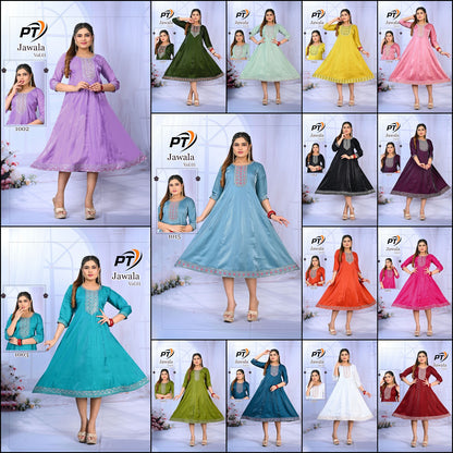 Jawala Vol 1 Pt Satin Anarkali Kurtis Wholesaler India