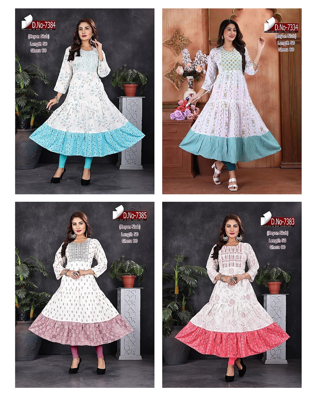 Jessica Ayg Rayon Slub Anarkali Kurtis Manufacturer India