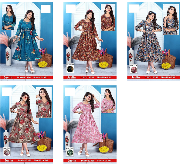 Jevlin Jnx Rayon Anarkali Kurtis