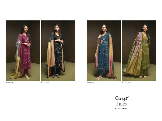 Jules 2351 Ganga Premium Silk Plazzo Style Suits Wholesale Rate