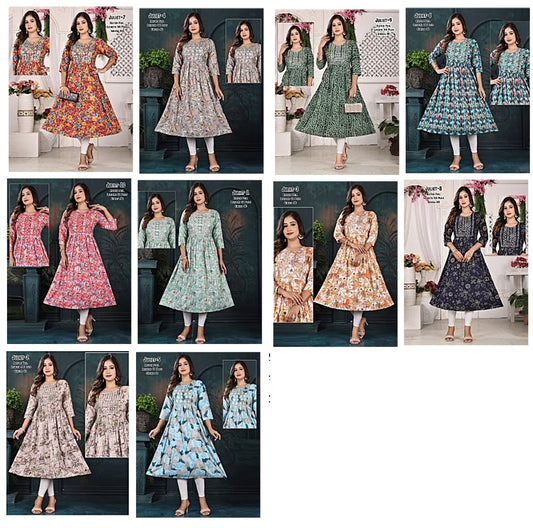 Juliet Ayg Rayon Foil Anarkali Kurtis Exporter Gujarat
