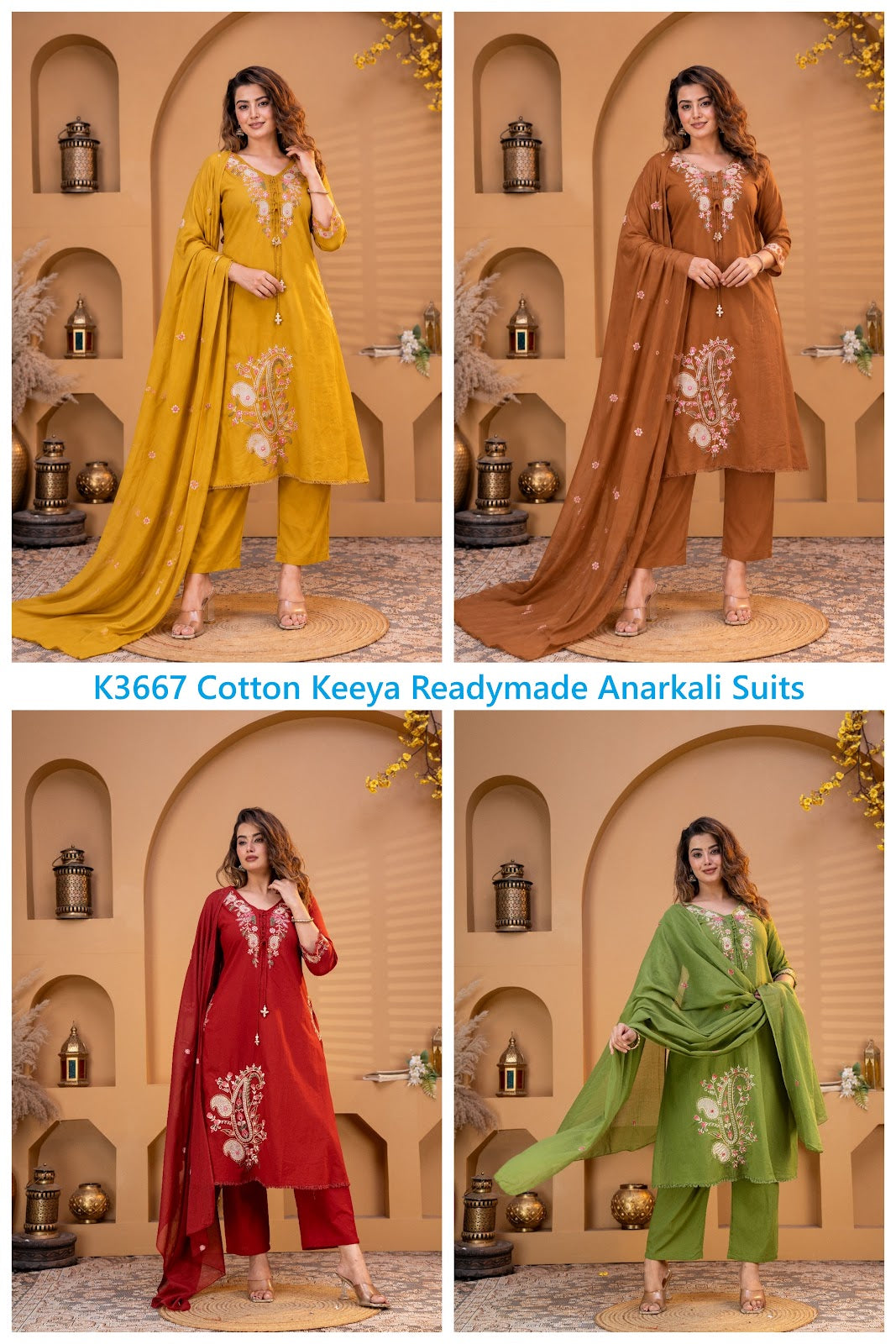 K3667 Cotton Keeya Readymade Anarkali Suits Manufacturer