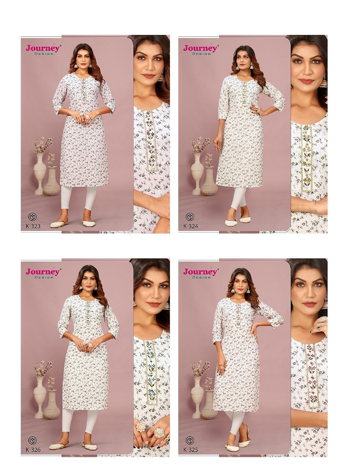 K 323 To 326 Journey Design Cotton Long Straight Kurti Wholesale Price