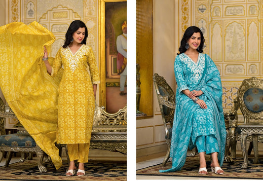 K 5411 Amba Pure Cotton Readymade Pant Style Suits Supplier