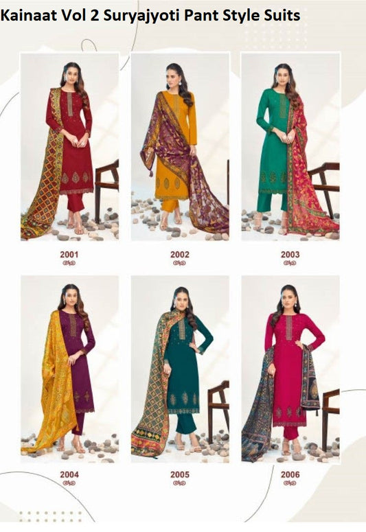 Kainaat Vol 2 Suryajyoti Jaam Satin Pant Style Suits Manufacturer India