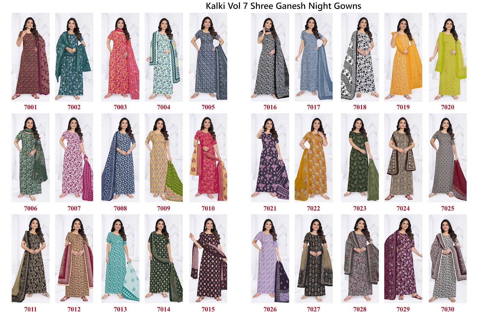 Kalki Vol 7 Shree Ganesh Cotton Night Gowns Supplier Ahmedabad