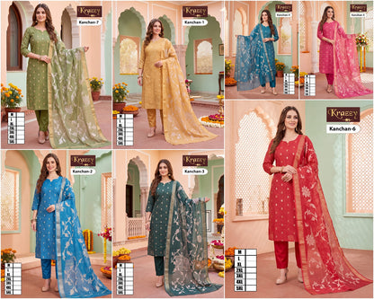 Kanchan Krazzy Kanha Silk Readymade Pant Style Suits Manufacturer