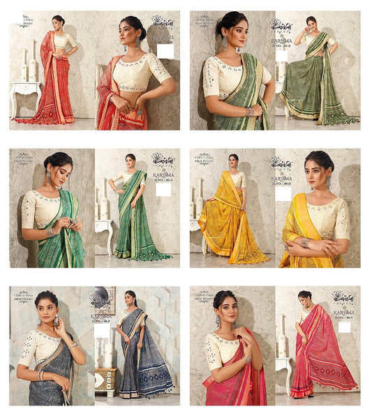 Karishma 90 Kalpveli Chiffon Sarees Wholesale Rate