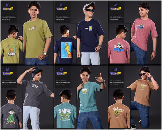 Kb 001 Drop Shoulder Kiddo Cotton Looper Boys Tshirt Exporter India