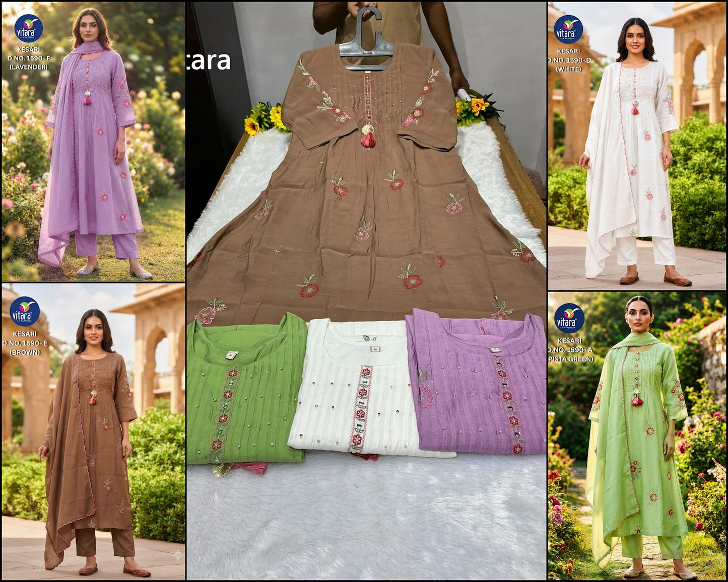 Kesari Vitara Chanderi Readymade Anarkali Suits Wholesale Rate