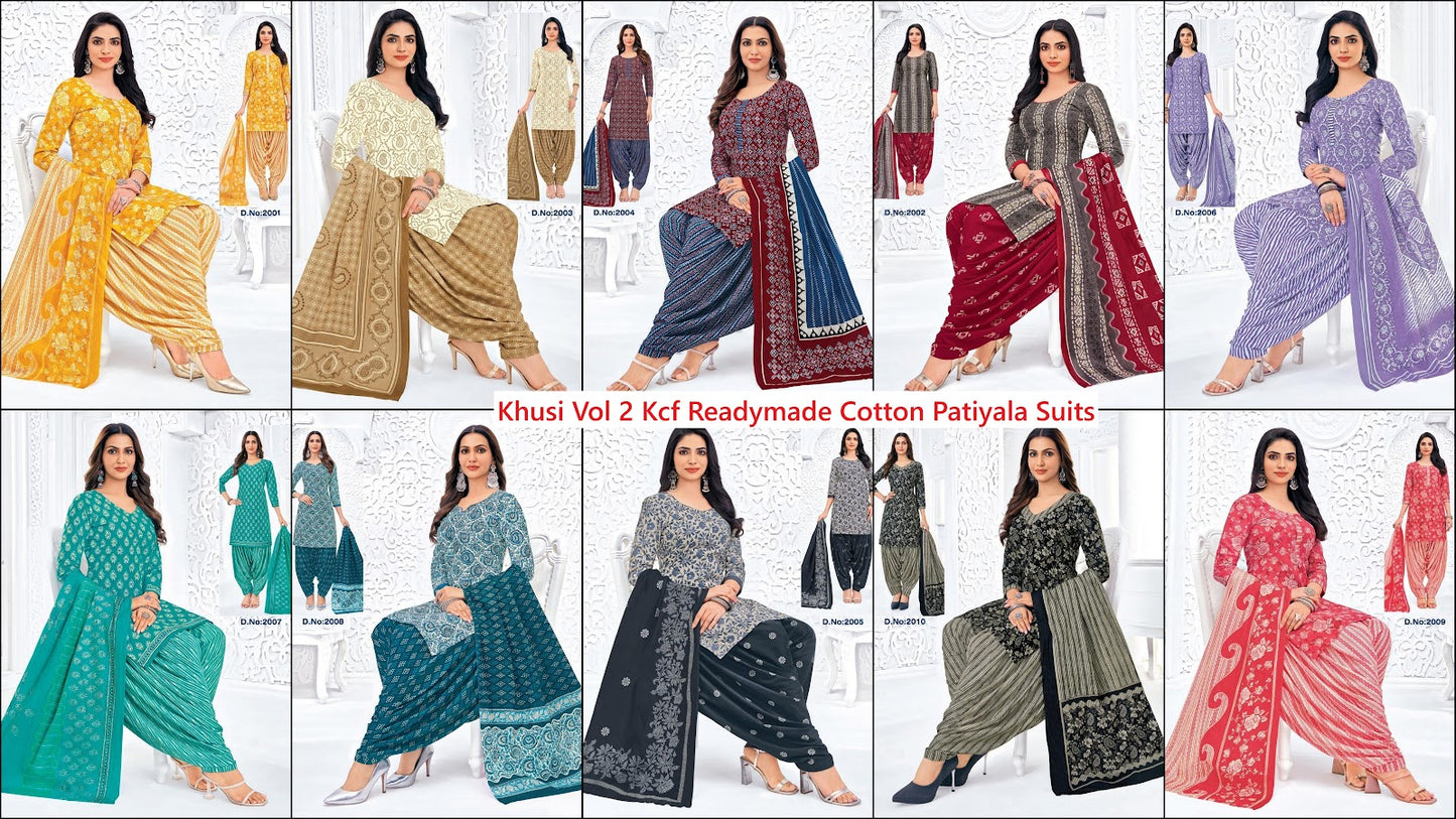 Khusi Vol 2 Kcf Readymade Cotton Patiyala Suits Supplier Ahmedabad