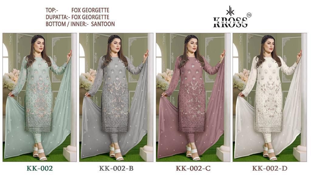 Kk 002 Kross Kulture Fox Georgette Pakistani Salwar Suits Exporter