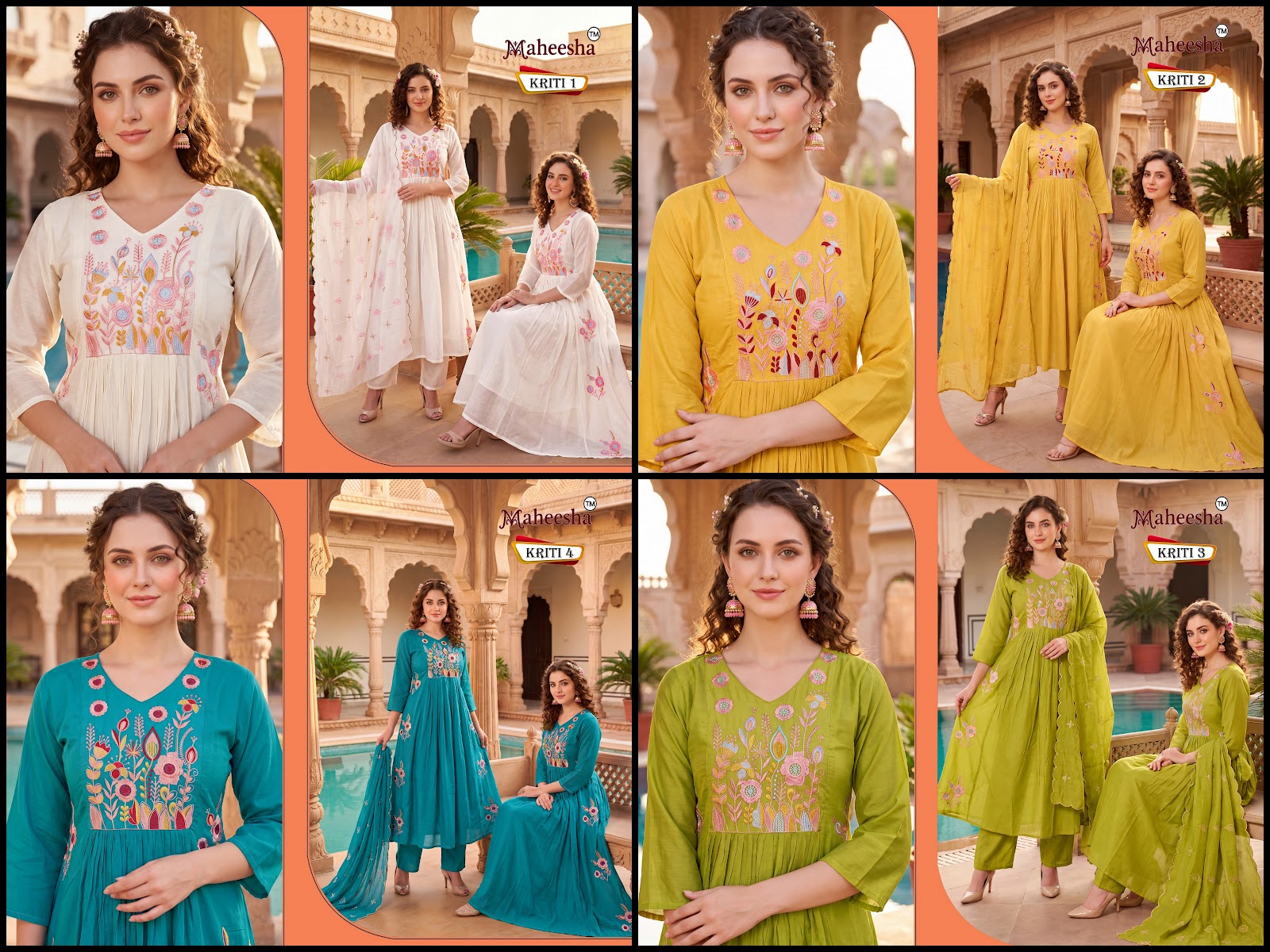 Kriti Maheesha Chanderi Readymade Anarkali Suits Wholesaler