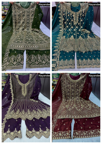 Kriya Nayandeep Silk Readymade Plazzo Style Suits Manufacturer Gujarat