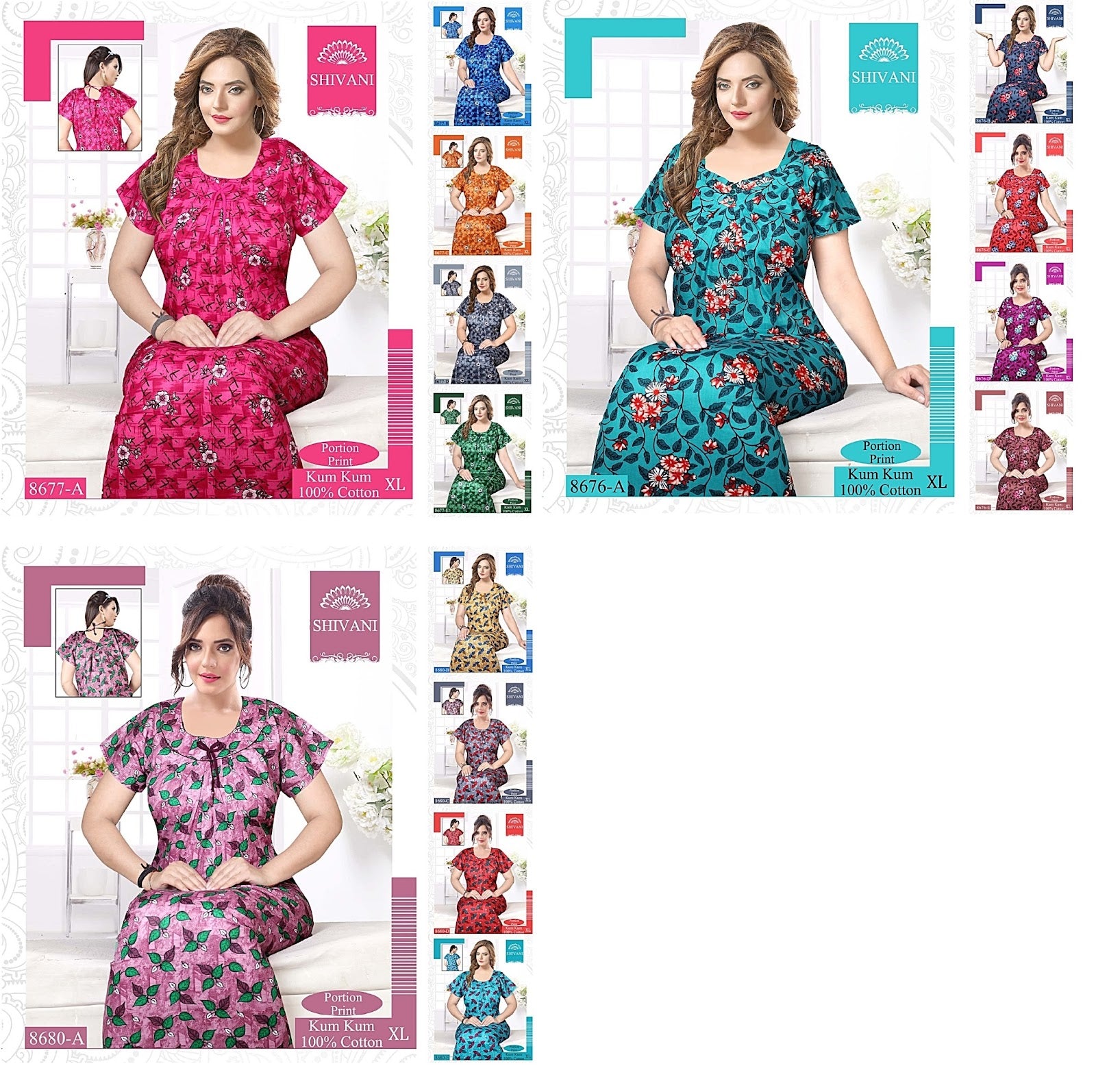 Kum Kum Shivani Cotton Night Gowns Supplier