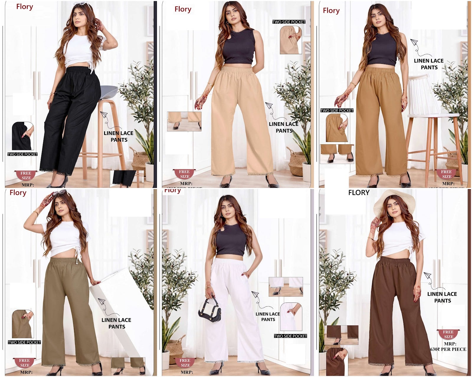 Lace Pants 0509 Flory Linen Branded Palazzo Exporter Gujarat