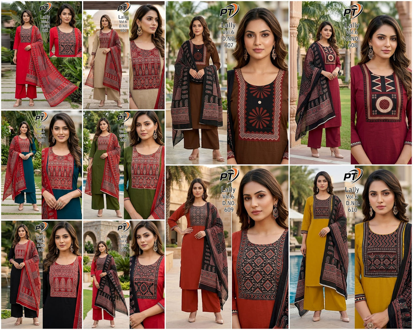 Lally Vol 6 Pt Dhabu Cotton Readymade Plazzo Style Suits Supplier