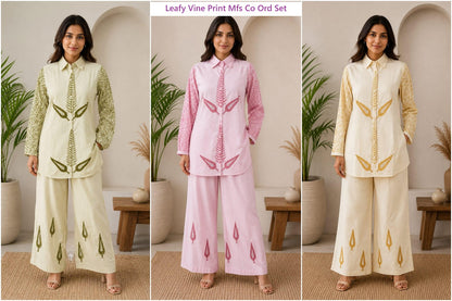 Leafy Vine Print Mfs Cotton Co Ord Set Exporter