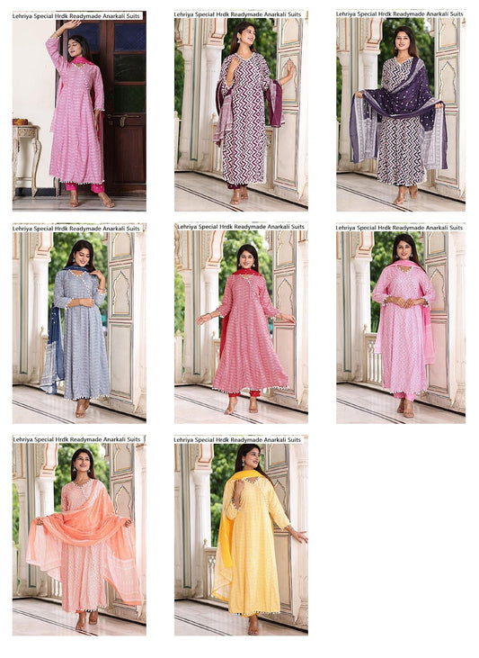 Lehriya Special Hrdk Rayon Readymade Anarkali Suits Wholesaler