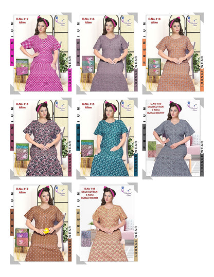 A Line Cotton Diamond Queen Night Gowns Wholesale Rate