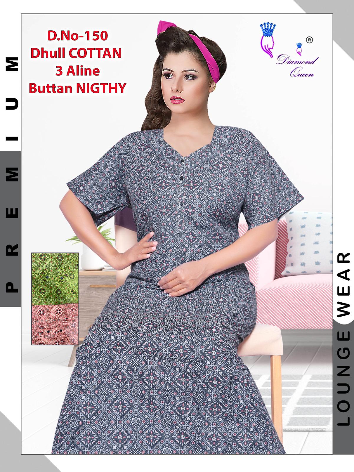 A Line Cotton Diamond Queen Night Gowns Wholesale Rate