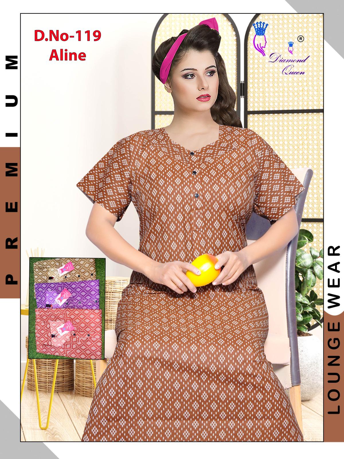 A Line Cotton Diamond Queen Night Gowns Wholesale Rate