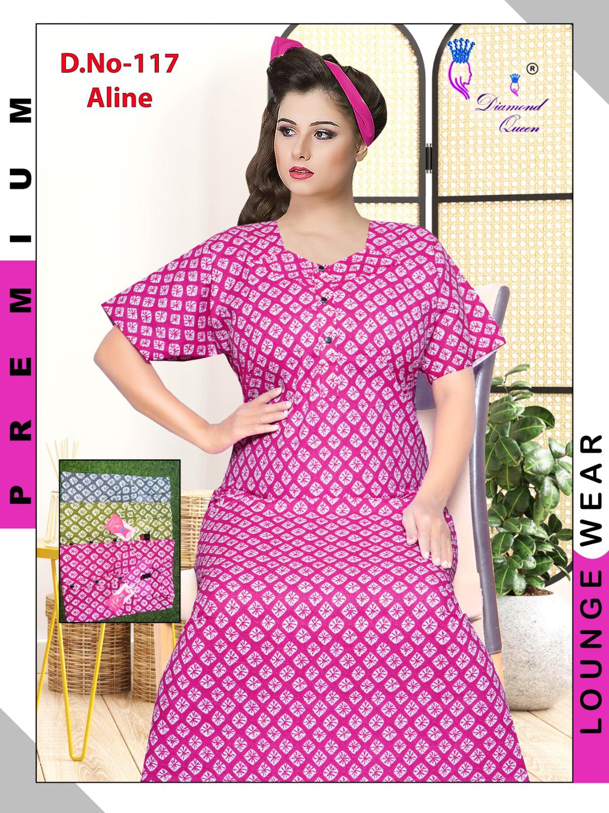 A Line Cotton Diamond Queen Night Gowns Wholesale Rate