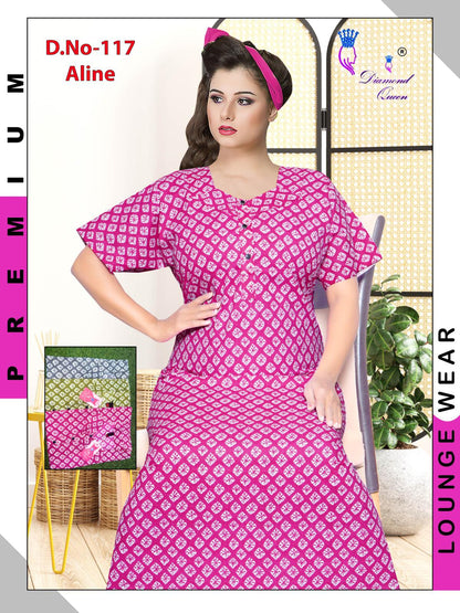 A Line Cotton Diamond Queen Night Gowns Wholesale Rate