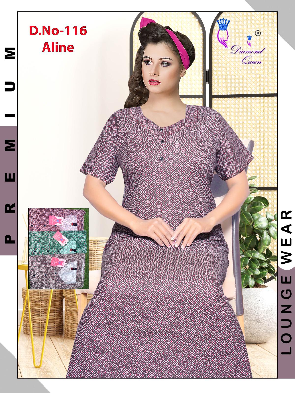 A Line Cotton Diamond Queen Night Gowns Wholesale Rate