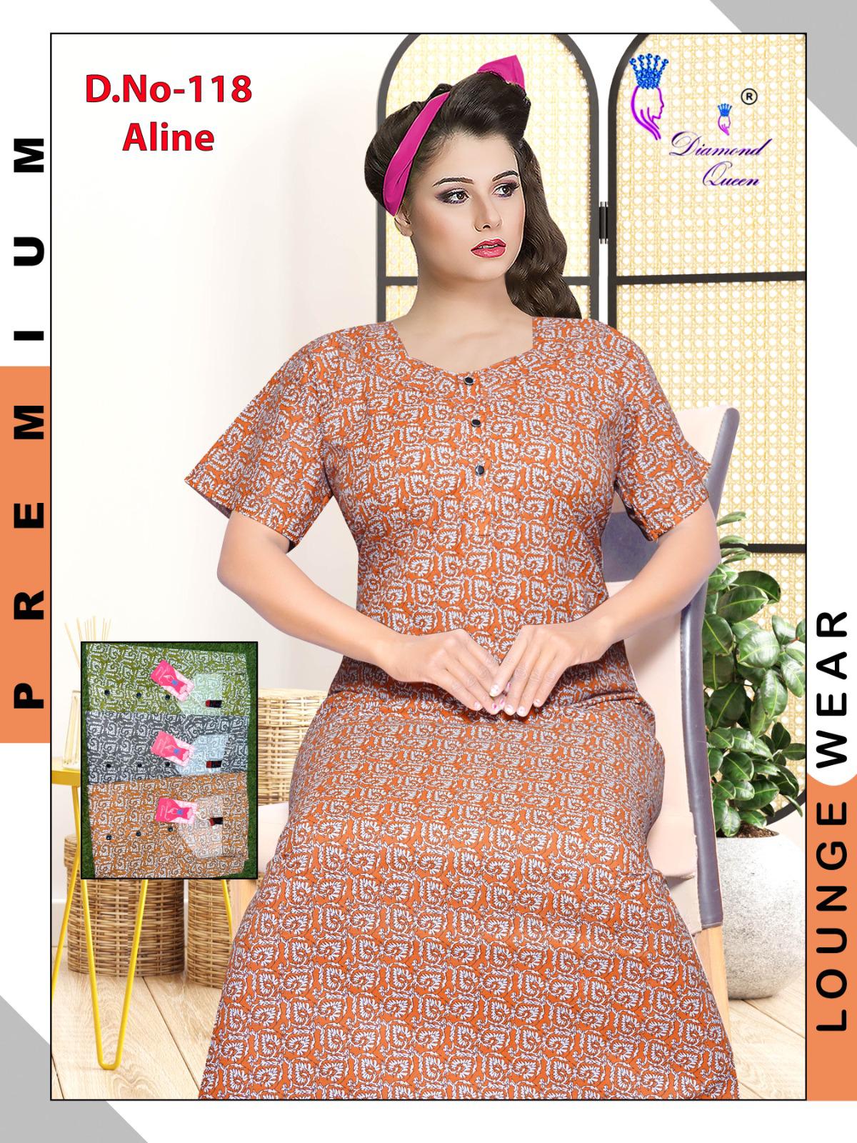 A Line Cotton Diamond Queen Night Gowns Wholesale Rate