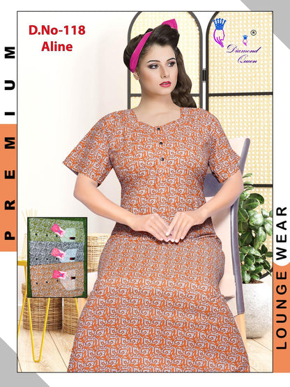 A Line Cotton Diamond Queen Night Gowns Wholesale Rate