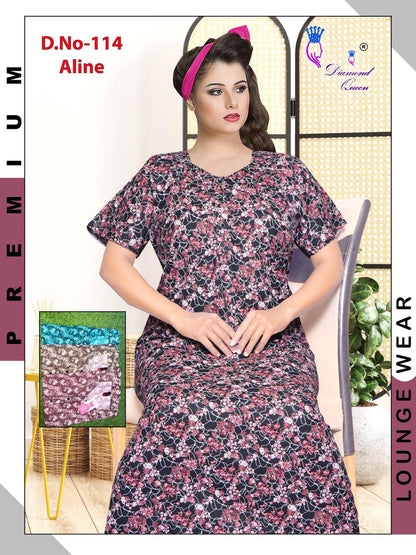 A Line Cotton Diamond Queen Night Gowns Wholesale Rate