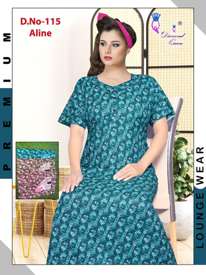 A Line Cotton Diamond Queen Night Gowns Wholesale Rate