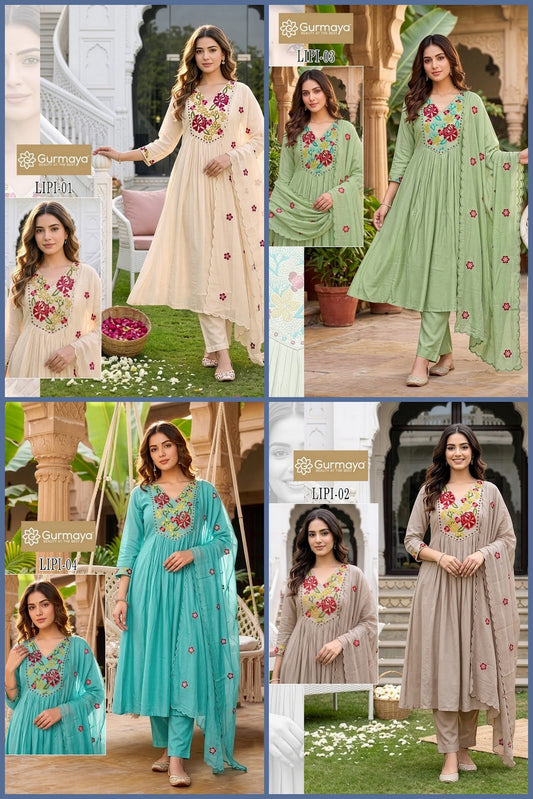 Lipi Gurmaya Aanchi Chanderi Readymade Anarkali Suits Supplier Gujarat
