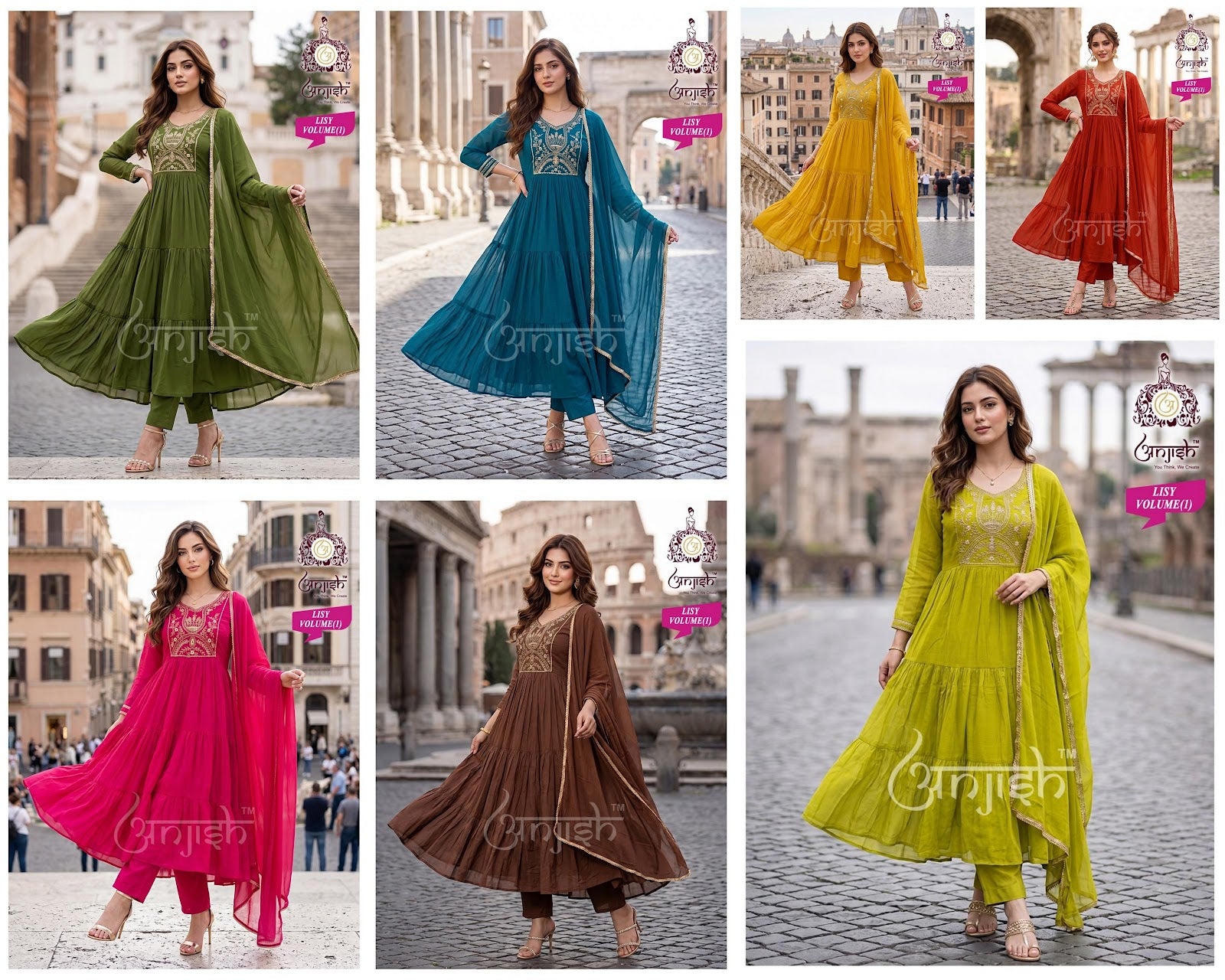 Lisy Vol 1 Anjish Chanderi Readymade Anarkali Suits Supplier
