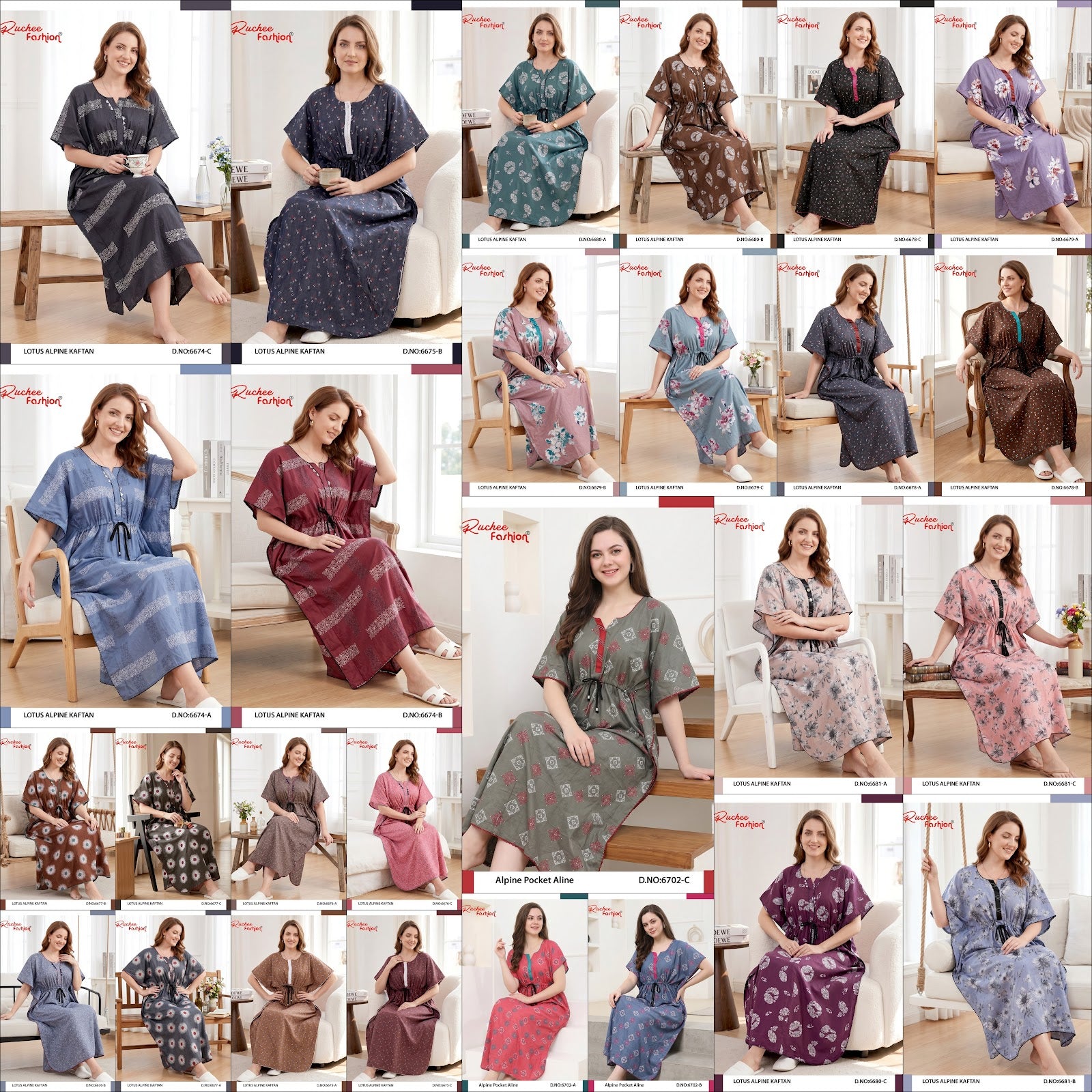 Lotus Alpine 0608 Ruchee Fashion Kaftan Nighty Wholesale Price
