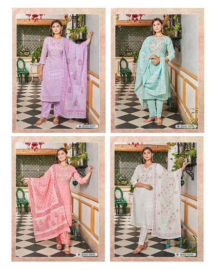 Lucknawi Suta Vol 4 Hru Cotton Mul Mul Readymade Pant Style Suits Exporter Gujarat