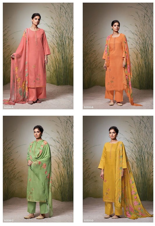 Madalyn 2530 Ganga Premium Cotton Plazzo Style Suits Exporter Gujarat
