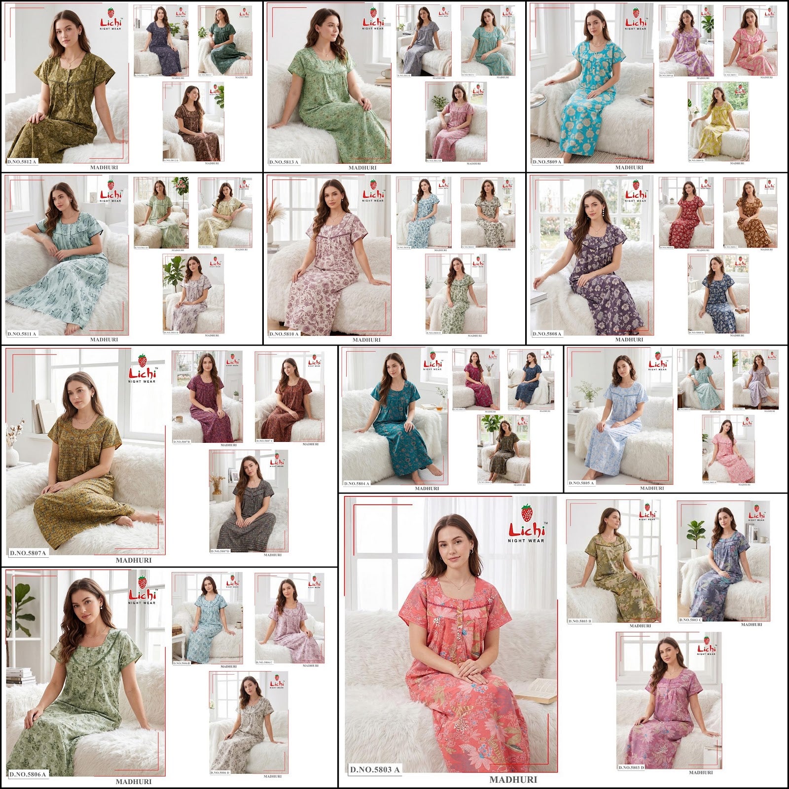 Madhuri 0909 Lichi Cotton Night Gowns Exporter