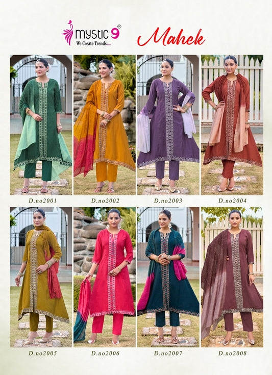 Mahek Vol 2 Mystic 9 Roman Silk Readymade Pant Style Suits Wholesale Price