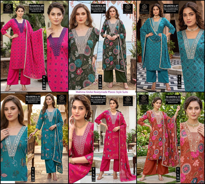 Mahima Globe Chanderi Readymade Plazzo Style Suits Manufacturer Ahmedabad