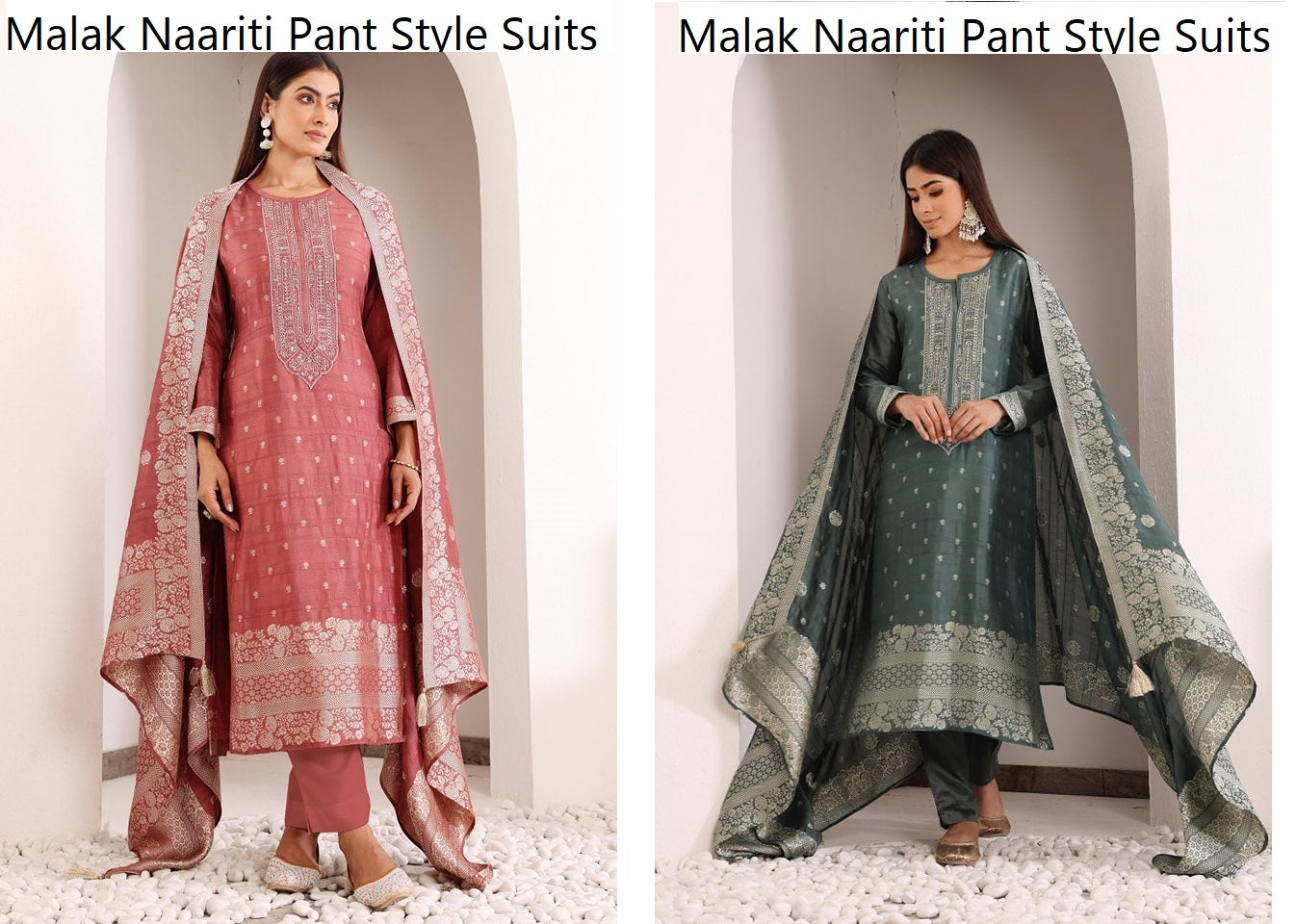 Malak Naariti Silk Jacquard Pant Style Suits Exporter Ahmedabad