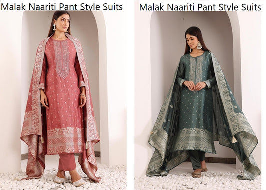 Malak Naariti Silk Jacquard Pant Style Suits Exporter Ahmedabad