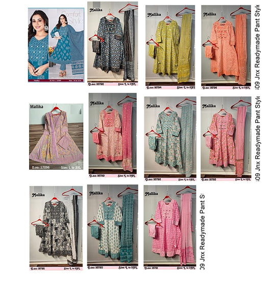 Mallika 0309 Jnx Cambric Cotton Readymade Pant Style Suits Exporter Gujarat