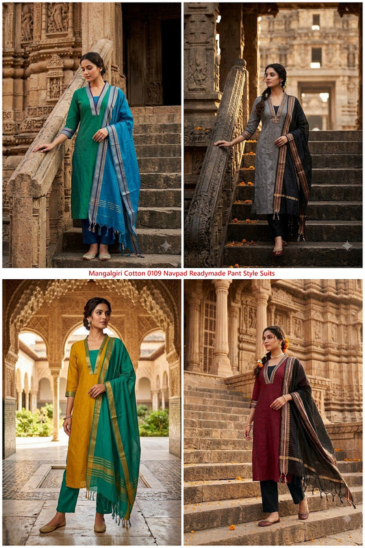 Mangalgiri Cotton 0109 Navpad Readymade Pant Style Suits Wholesaler India