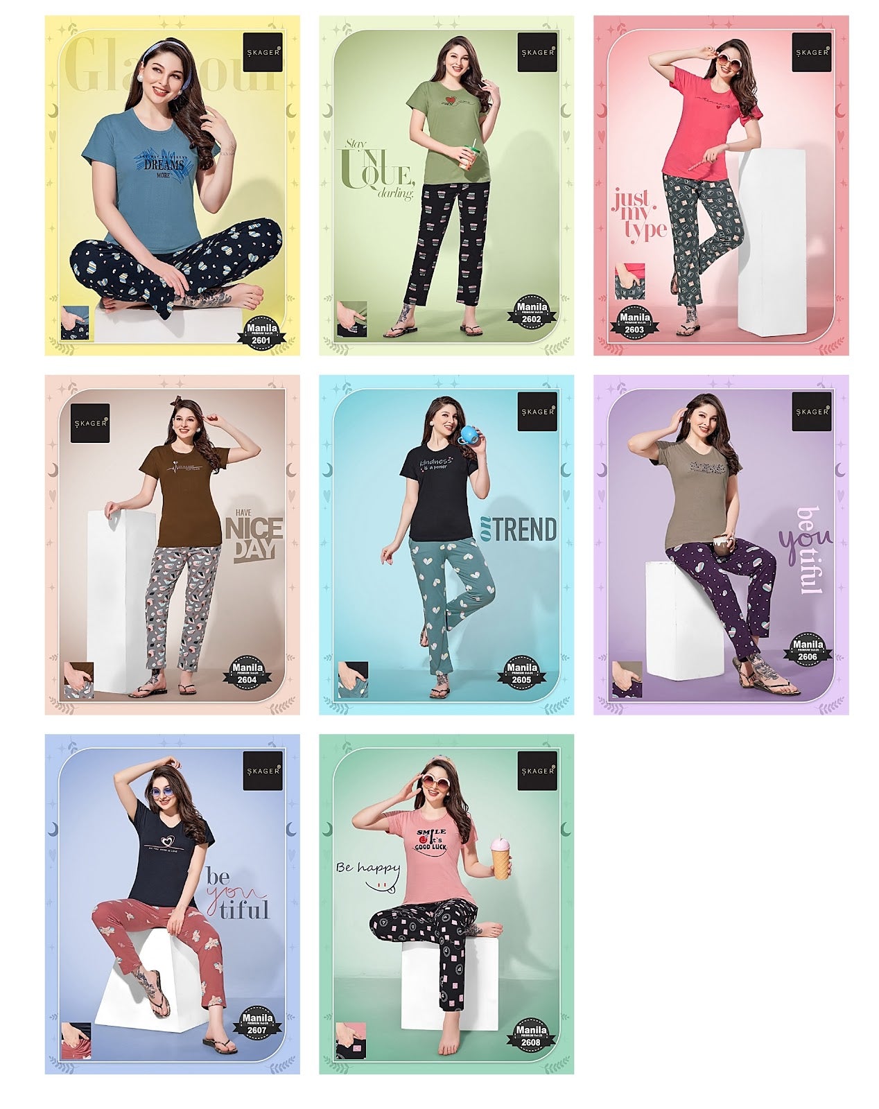 Manila Premium Vol 26 Skager Cotton Pyjama Night Suits Wholesale Price