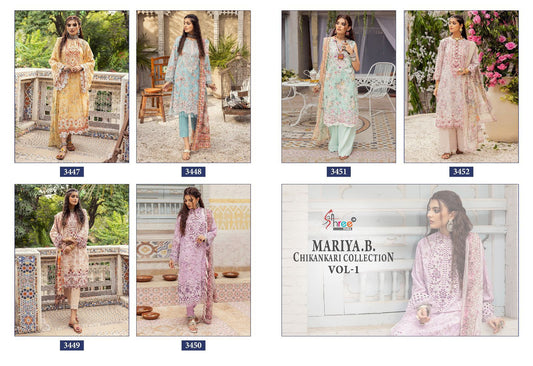 Mariya B Chikankari Collection Vol 1 Shree Fabs Cotton Pakistani Patch Work Suits Exporter Gujarat