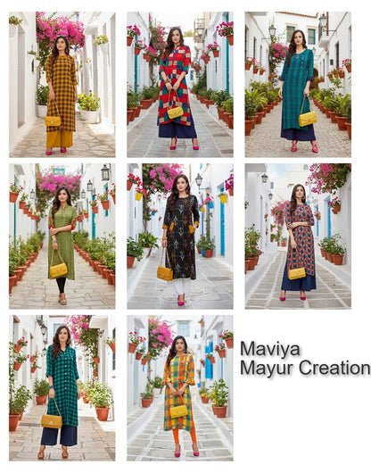 Maviya Mayur Creation Reyon Long Straight Kurti Wholesale Price